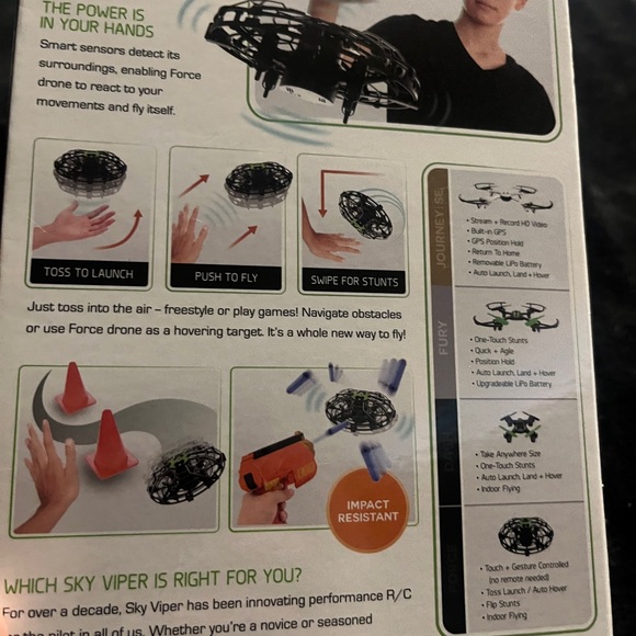 Sky Viper Force Hand Controlled Drone .No remote control Required. 1-Set. New - Picture 7 of 8